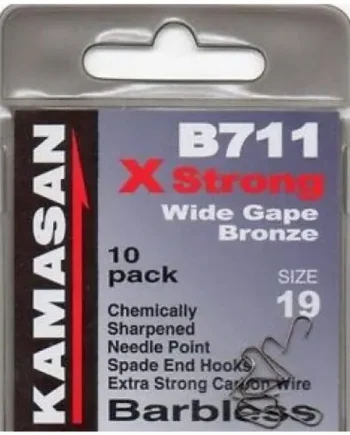 KAMASAN B711 X-STRONG WIDE GAPE BRONZE. ASSORTED SIZES.
