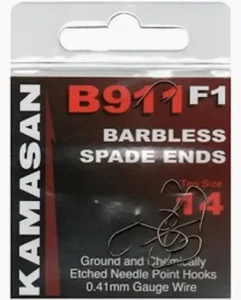 KAMASAN B911 F1 BARBLESS SPADE ENDS, ASSORTED SIZES.