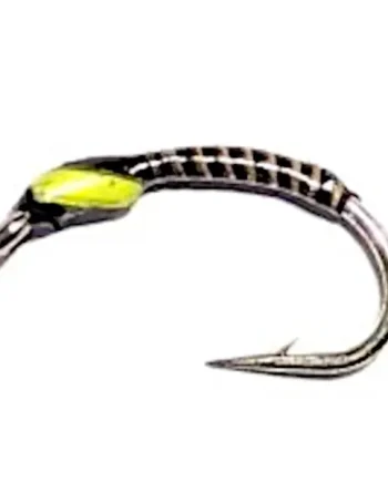 10 X Buzzer - Black- Lime Green- Quill ,Grub Hook #16 -Q22