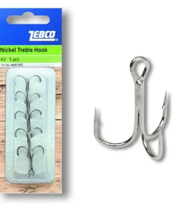 Zebco Nickel Treble Hooks - Barbed - Size 2